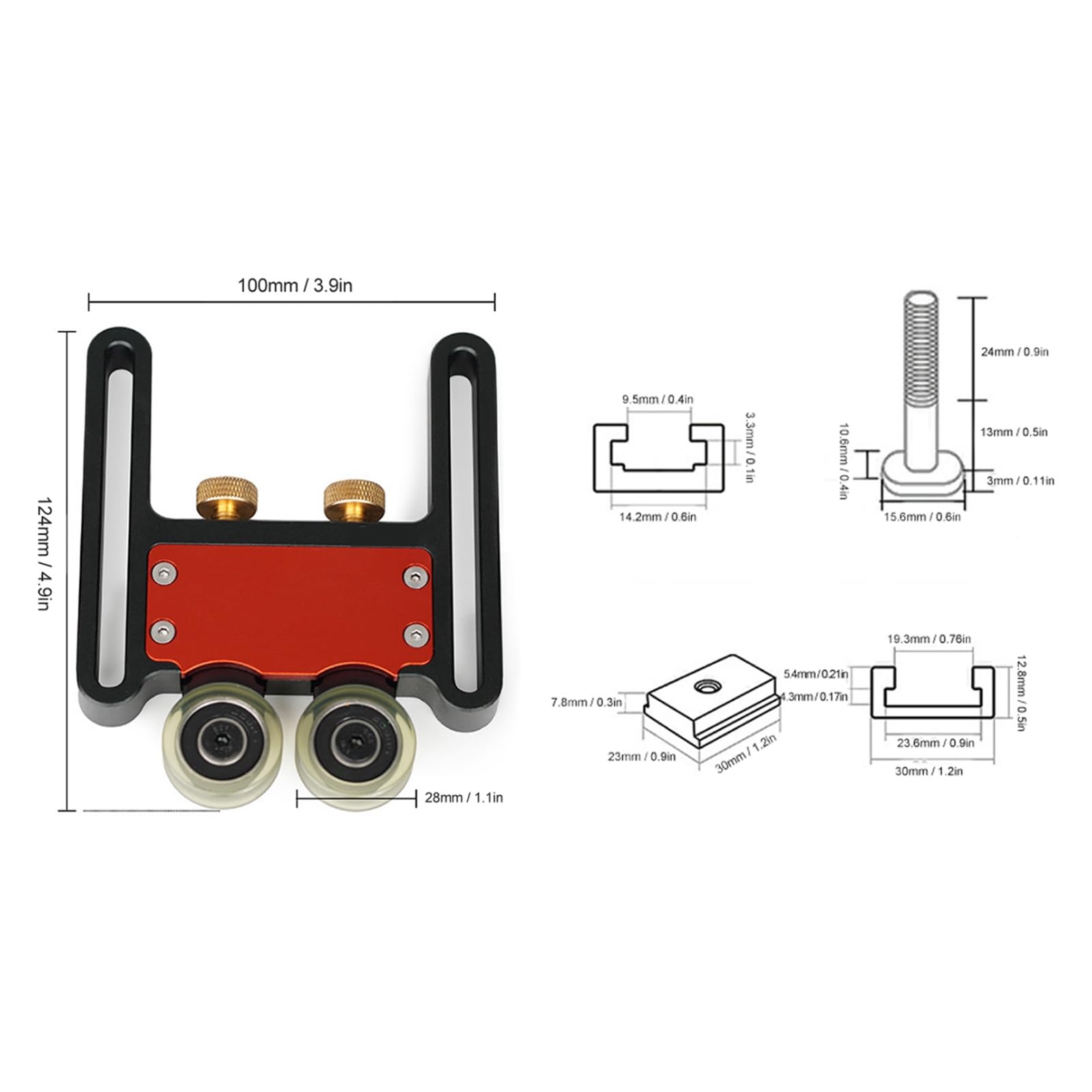 Haosie Table Saw Featherboard, Table Saw Accessories, Sliding Guide for Tables Saws Push Block Rollers Wood Double Wheels - Image 2