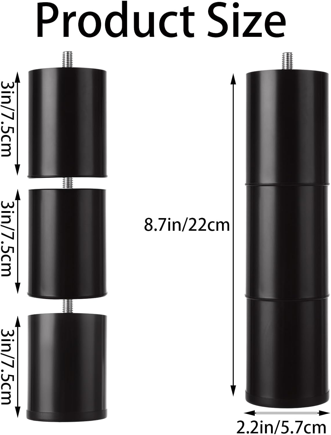 Bed Support Legs, 4PCS Three-Section ABS, 8.7inch