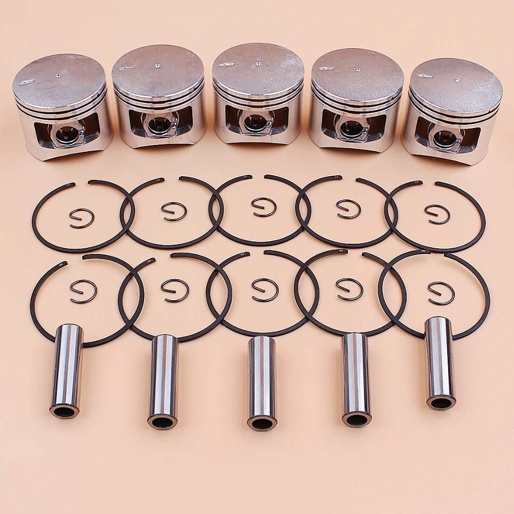 Tiempo Beixi 5set / Lot 45mm Anillos de pistón Kit for 4500 5800 5200 China Sierras a 45cc 52cc 58cc Motor del Motor de Gas Chinos Motosierra Recambios