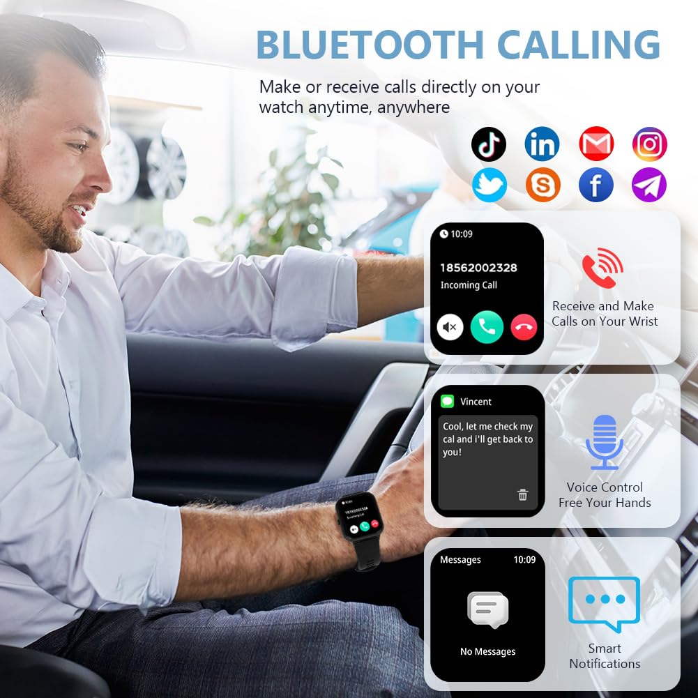 flintronic Smartwatch Women Men 1.83 Inch HD Smart Watch with Phone Function, Waterproof Fitness Watch with SpO2/Blood Pressure/Heart Rate Monitor/Sleep Monitor, Multi Sports Modes Pedometer for Android iOS - 5