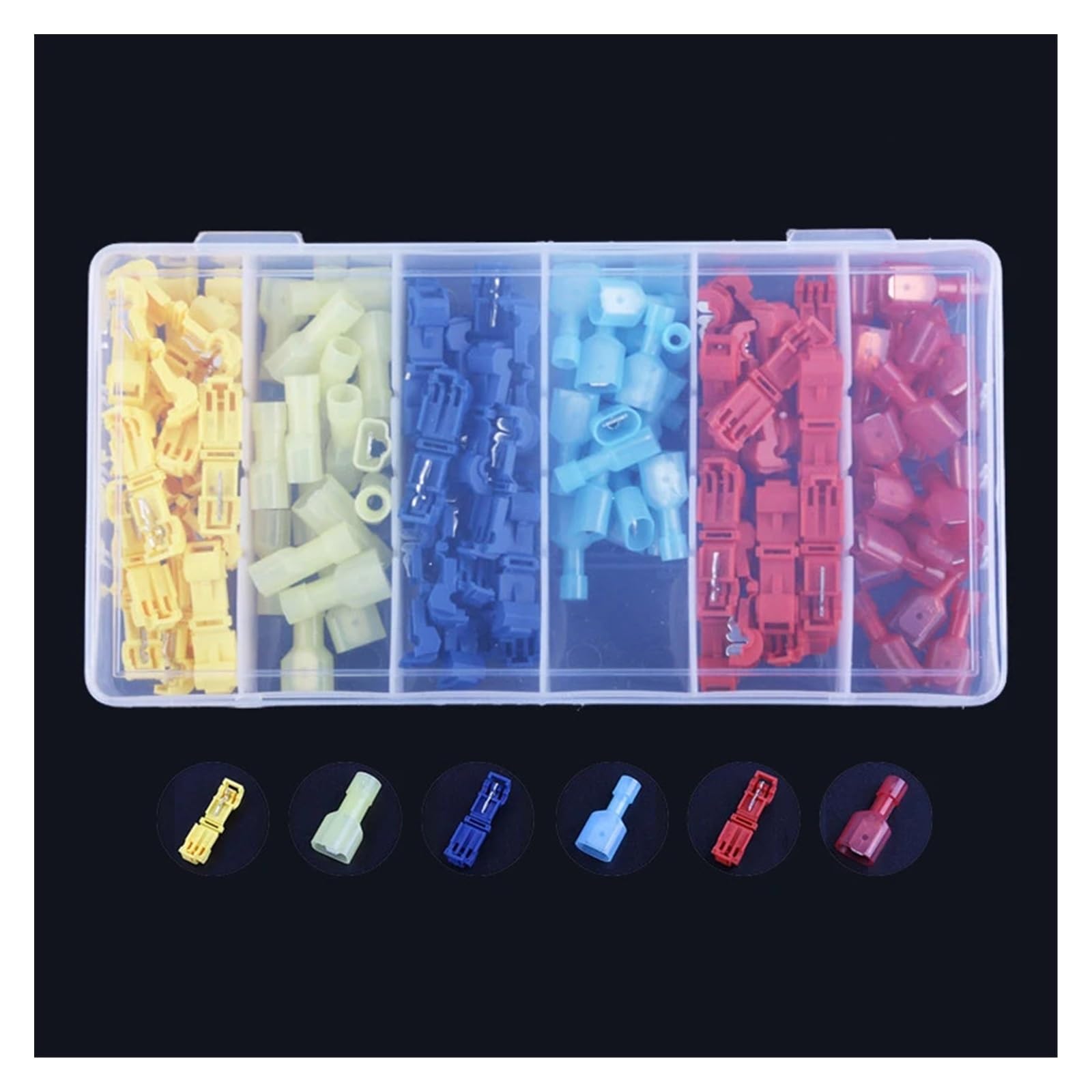 T Shape Wire Connectors Quick Splice Crimp Terminals Lock Electrical Car 22-10AWG 0.5mm-6mm2 Wiring Connector Kit(240PCS with Box)