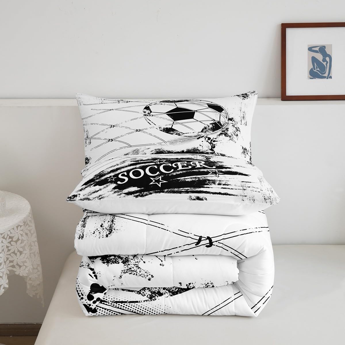 Feelyou Football Comforter Set Graffiti Bedding for Kids Women image 5