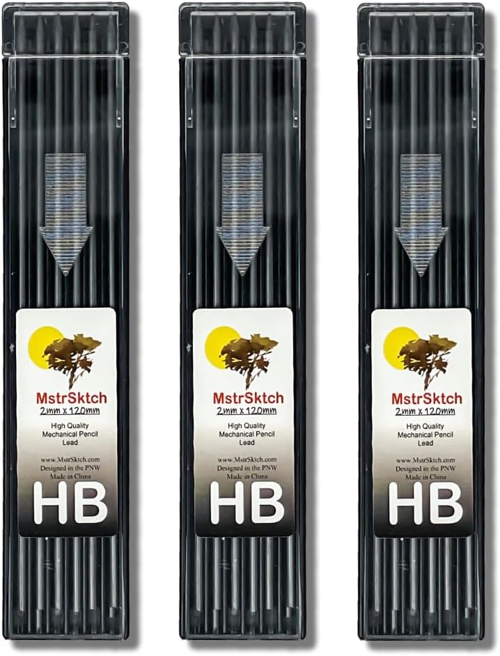 MstrSktch HB Lead Refills for 2mm Mechanical Pencil | Drawing Supplies for Sketching & Shadingย | 2 Pk, 12 Leads Each