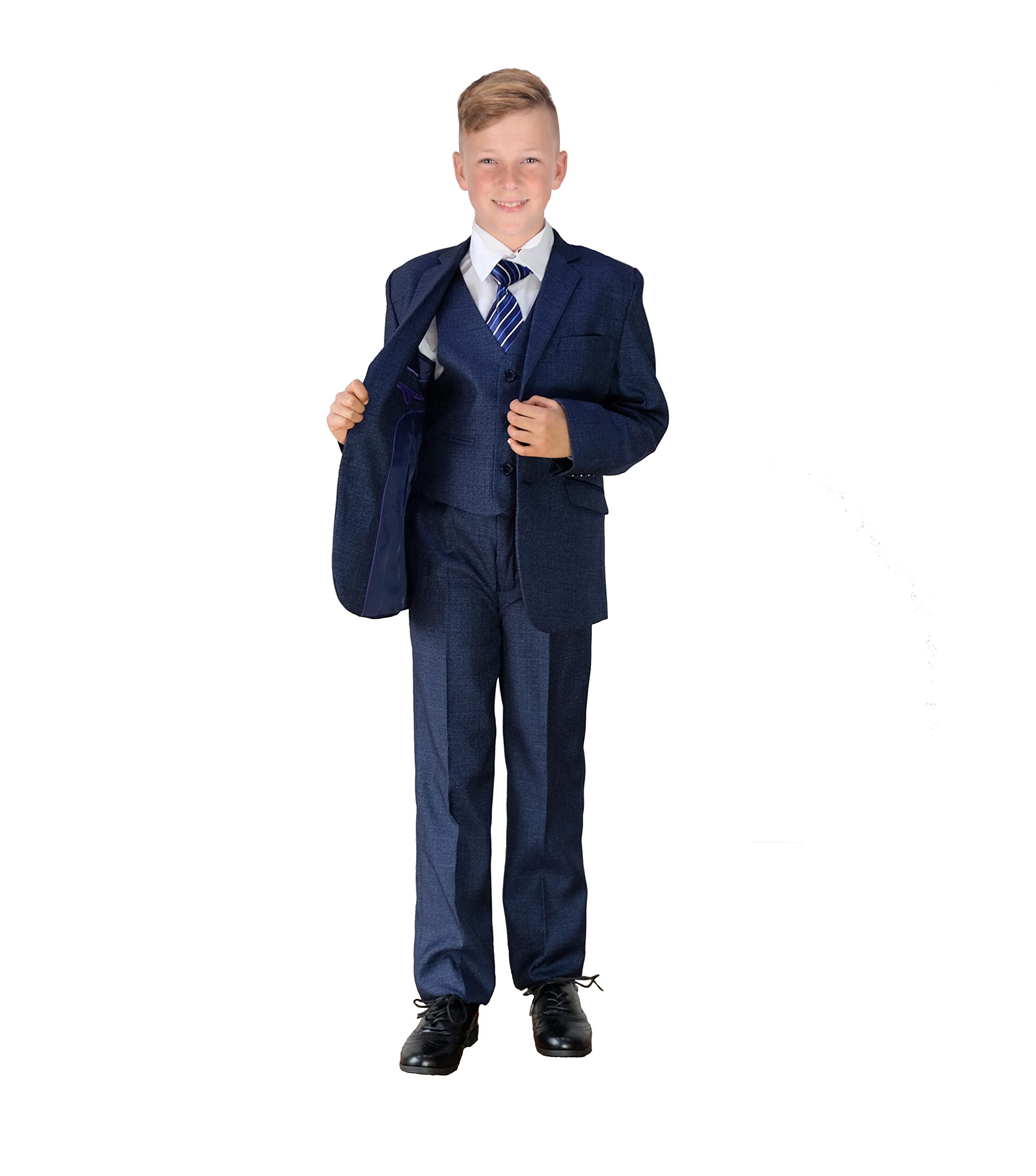 Cinda Boys Dark Blue 5 Piece Suits Wedding Page Party Prom 14-15 Years