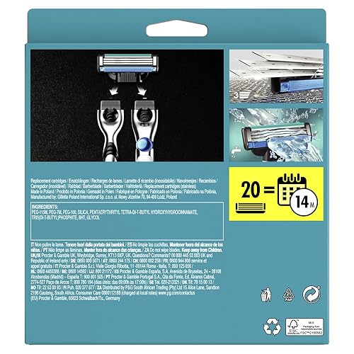 Miniatura 18 de Gillette Mach3 - Cuchillas de repuesto para hombre, el embalaje puede variar, fresco, 4 unidades