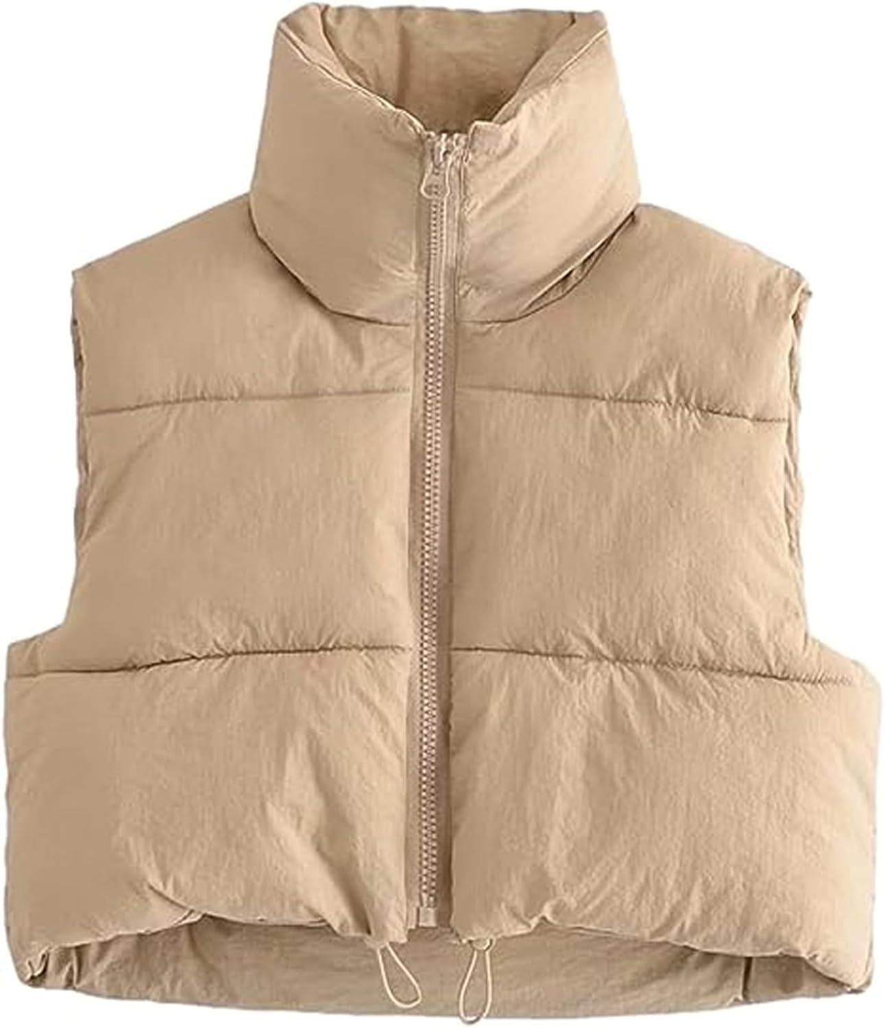 Shiyifa Women’s Fashion High Neck Zipper Cropped Puffer Vest Jacket Coat Shiyifa Women’s Fashion High Neck Zipper Cropped Puffer Vest Jacket Coat