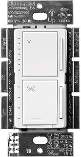 Lutron Maestro Fan Control and Light Dimmer for dimmable LEDs, White MACL-LFQH-WH-C