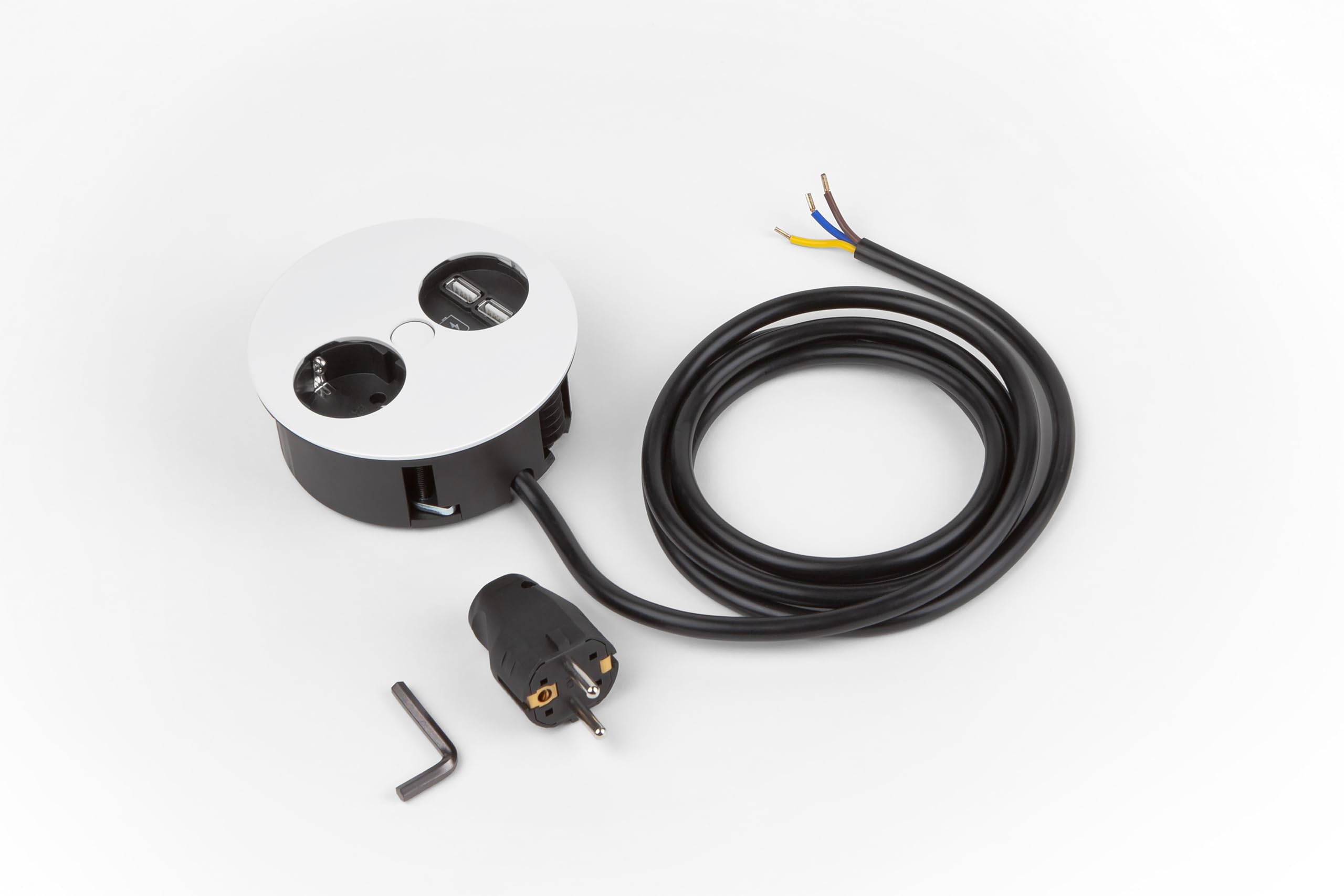 Bachmann 931.231 Twist Unidad de Toma de Corriente, 1x Enchufe con Puesta a Tierra, 1x Cargador USB, Blanco Mate