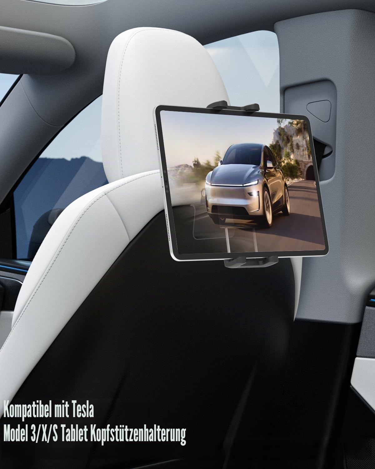 [Passgenau] Tablet Halterung für Tesla Model 3/Y, Rücksitz iPad Halter Auto, 360° Handyhalterung, Tesla Zubehör für iPad Pro 12.9/11, Air, Mini, Galaxy Tab, iPhone