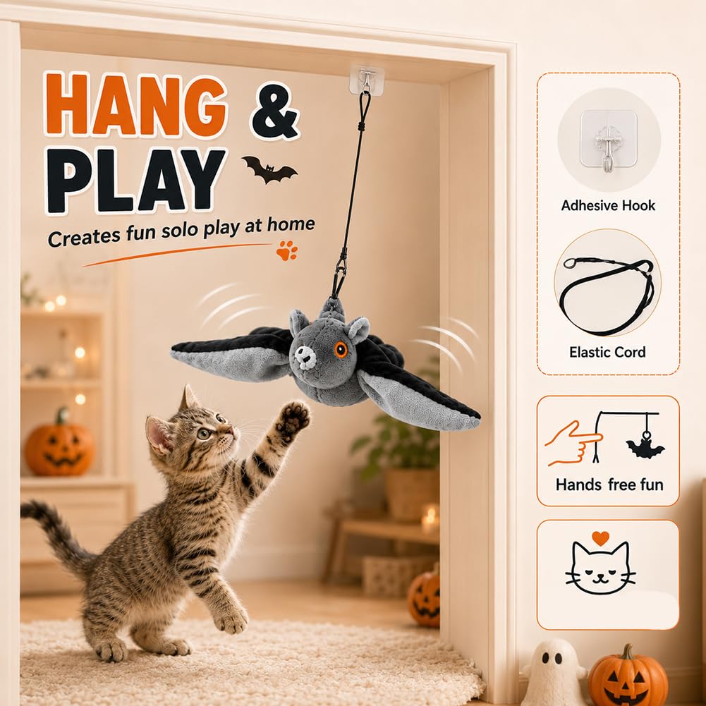 Generico Flapping Bat Dog Toy for Large Dogs，2pcs | Flying Bat Toy, Hanging & Ground Play Flying Dog Toy with Flapping Wings for Chase & Boredom Relief