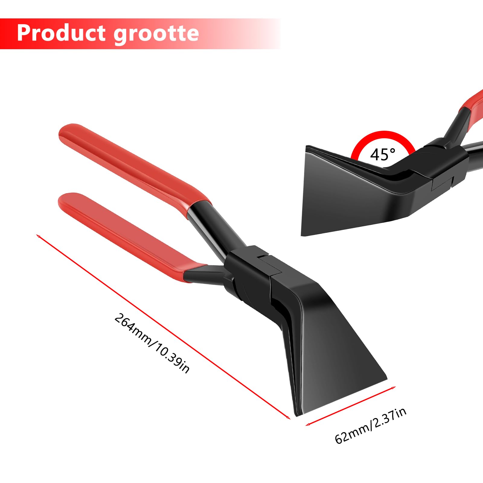 Produktbild von Falzzange 60 Mm – 45° Abgewinkelte Blechzange Für Klempner & KFZ, Rot/schwarz