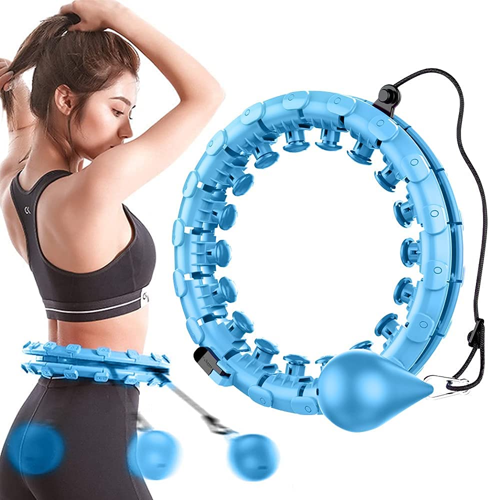 JAJAJA Men's and Women's 24-section Adjustable Smart Hula Hoop Detachable Design for Weight Loss and Fitness (Blue)
