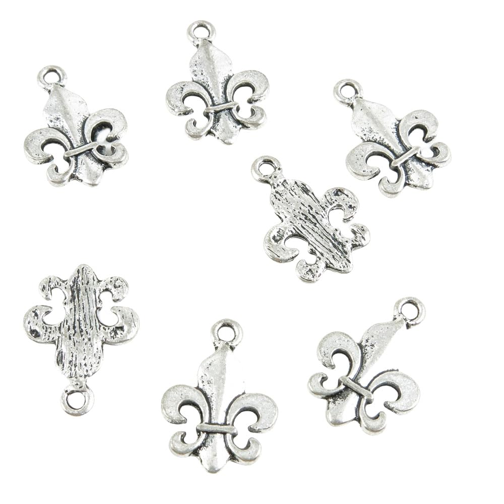 20 Pieces Antique Silver Tone Jewellery Charms Crafts Arts Making Beading 69893V Fleur De Lis Iris Lily