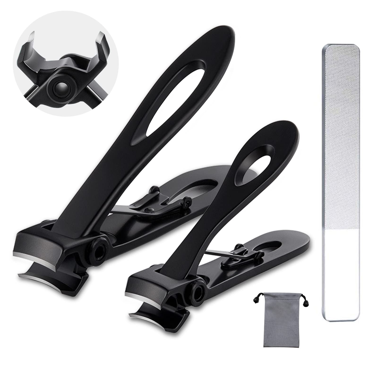 Nail Clippers for Thick Nails,Fingernail Toenail Clippers,Nail Clipper Set for Adult Men Women (Black)