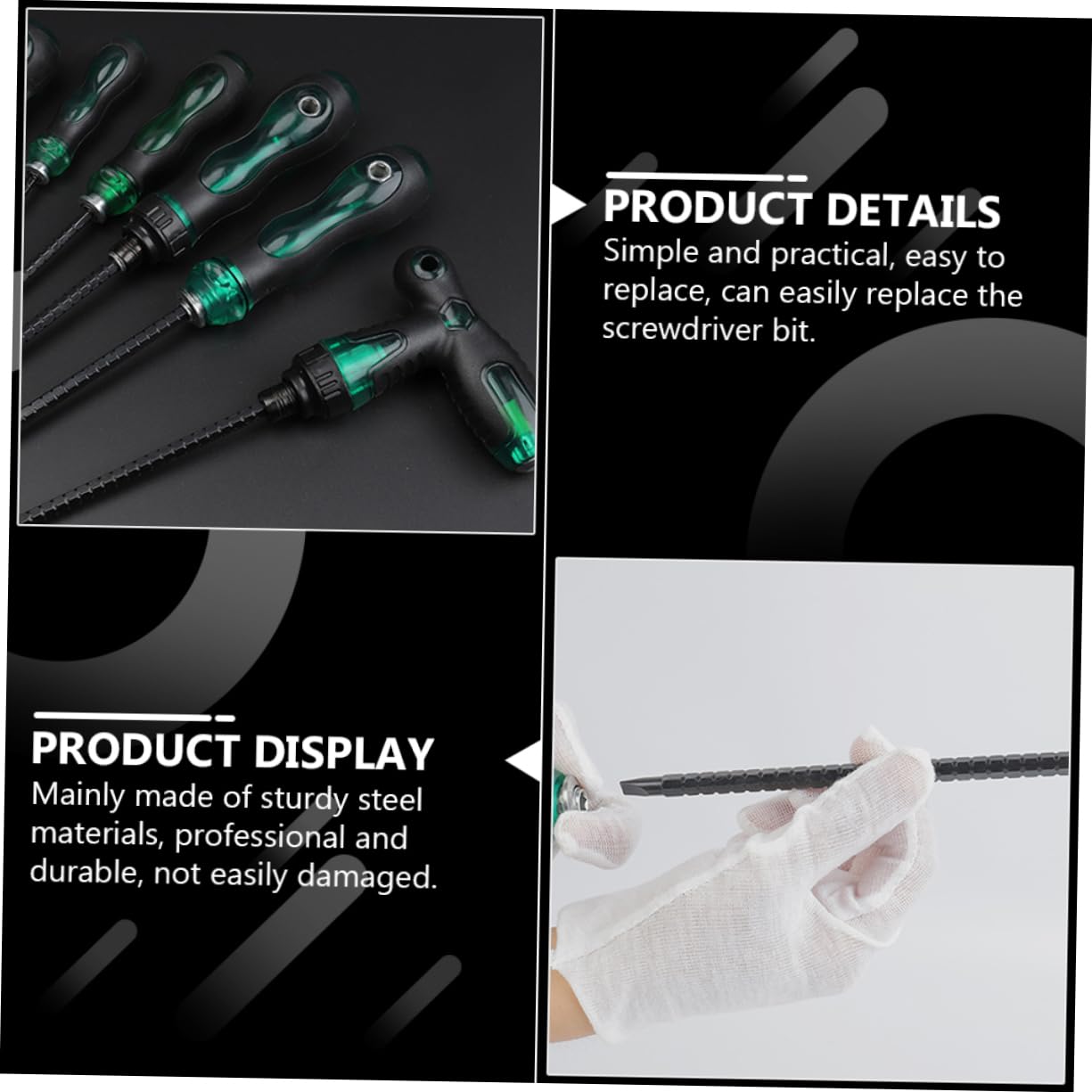 2 Set Manico Kit Cacciavite Telescopico Chiave Cricchetto Testa Piatta Cacciaviti Antiscivolo Cacciavite Esagonale Forniture Di Cacciaviti Nero 45# Acciaio 4 Pezzi*2