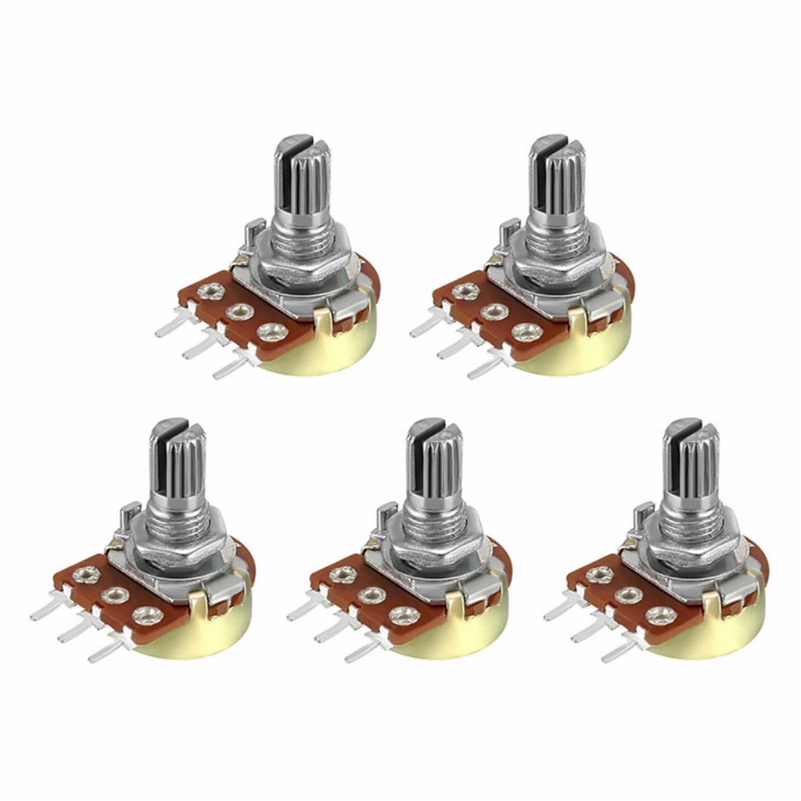 Accesorios de bricolaje 50 Uds. Potenciómetros lineales de 15mm WH148 100K-1M Ohm eje de resistencias variables interruptores cónicos de película de carbono giratorios de un solo giro de 3 pines ( Siz