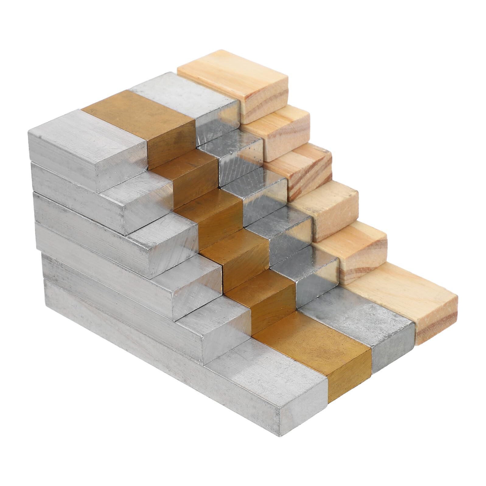 Kit de 24 Bloques Rectangulares de Densidad para Física Materiales Multimateriales de Hierro Aluminio y Madera Adecuado para Experimentos Escolares y Laboratorio de Ciencias