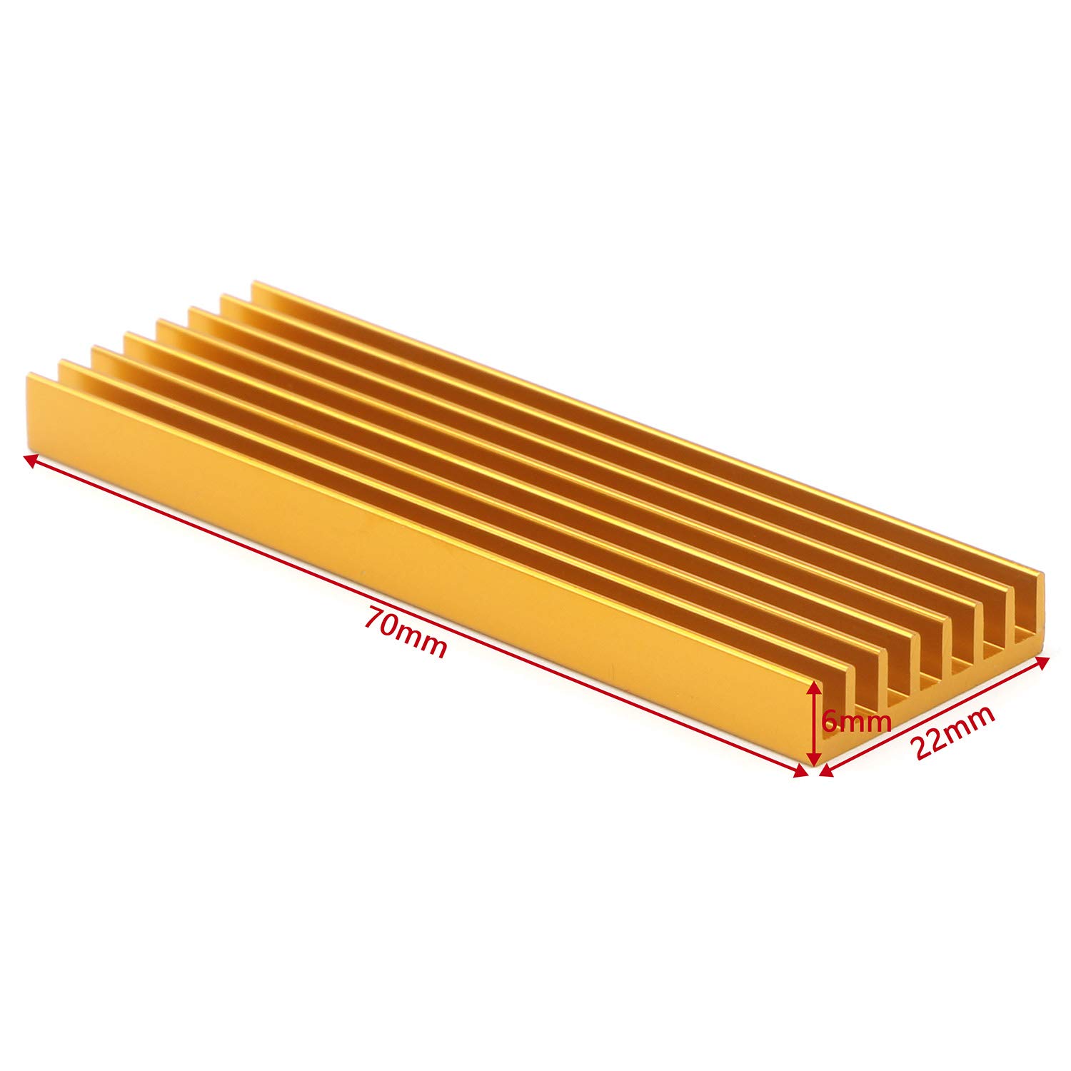 Juego de 4 unidades de 2.75 x 0.86 x 0.23 pulgadas, dorado M.2, disipador de calor de disco duro de estado sólido con almohadilla térmica, computadora portátil, radiador NGFF disipador de calor 6
