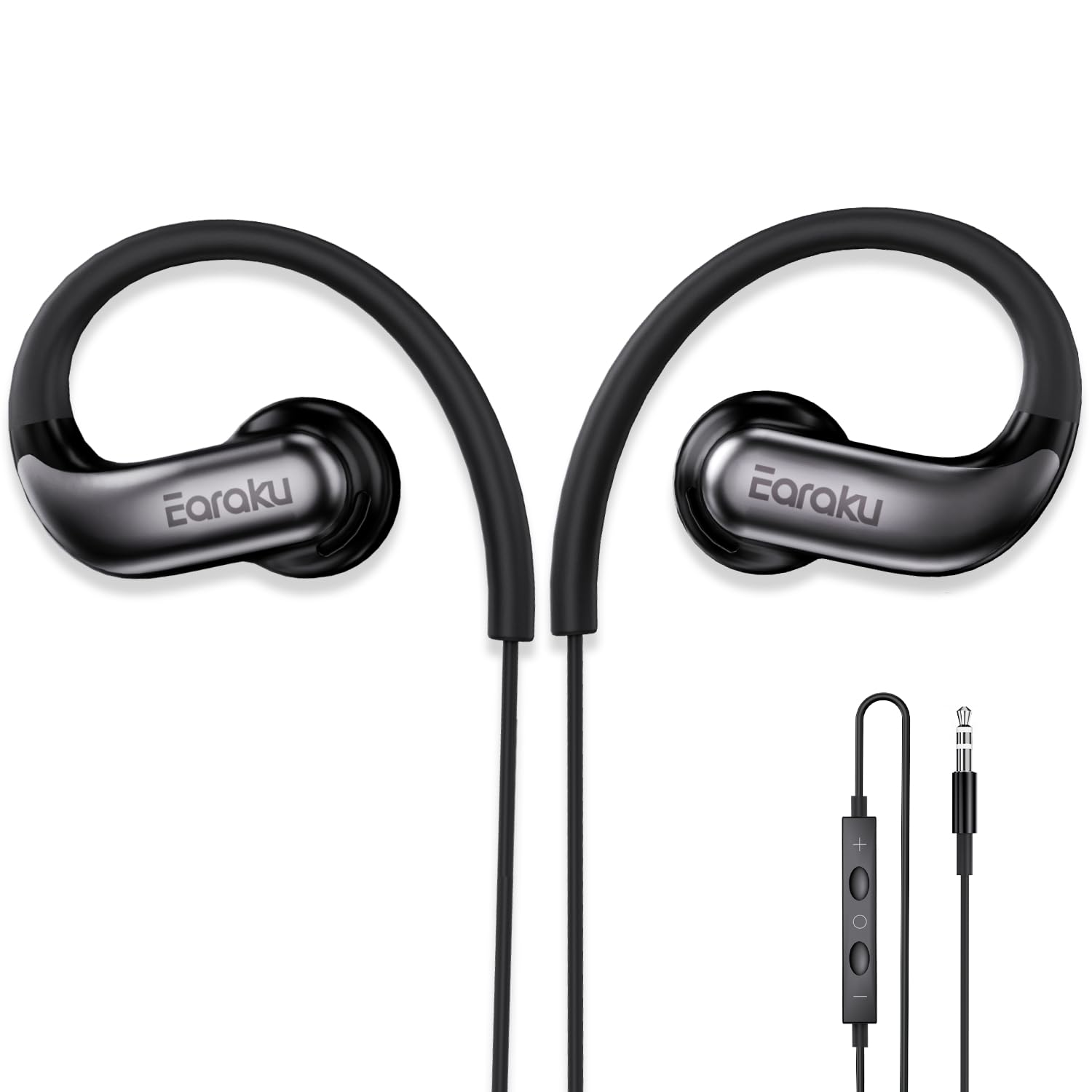 【原音忠実】 イヤホン 有線 耳掛け式 マイク付き Earaku (イアラク) セミオープンイヤー 遅延ゼロ 着信対応 音量調整 音漏れ防止 クリアな音声 原音そのまま 軽い 耳が痛くならない 通勤ゲーミング/テレワーク/web会議/オンライン会議/授業/スポーツ
