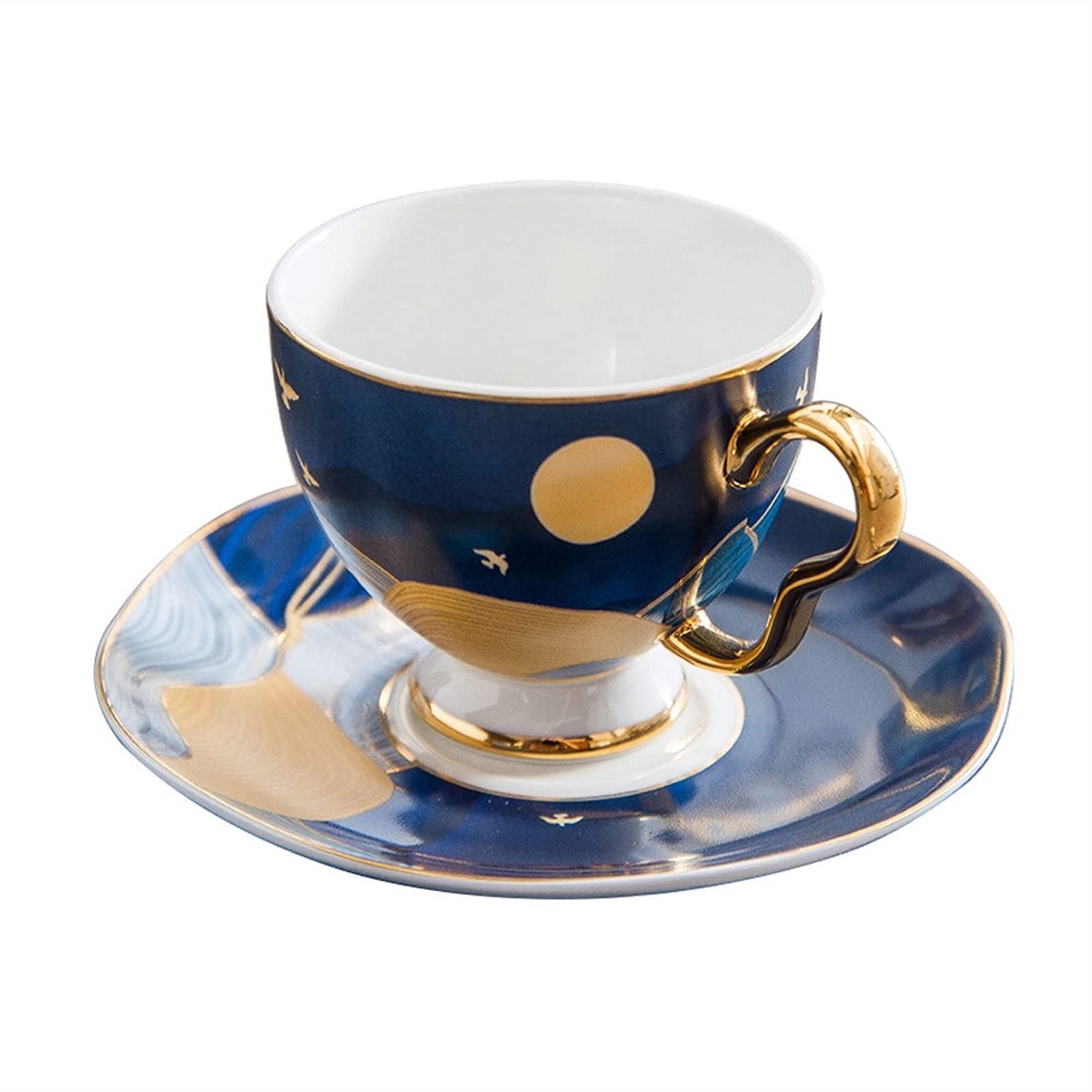 Ceramiczny zestaw kubków do kawy i spodków, 200 ml, gładkie kubki do latte, cappuccino, kubki na mleko z uchwytem, śniadanie, herbata, kubki na kakao, kubki deserowe na urodziny ojca