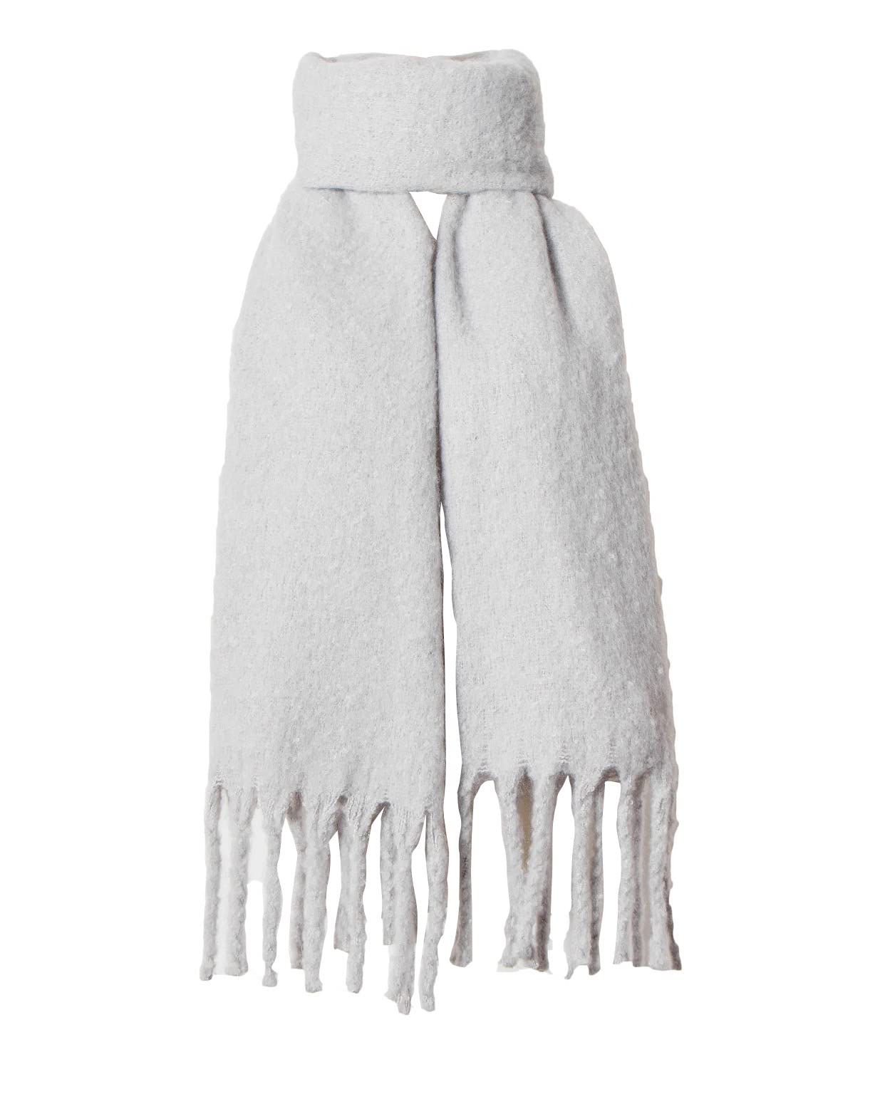 Soulqool Women's Grey Long Scarf Winter Shawl Scarves Solid Color Wraps Wool Spinning Tassel Blanket Long Stole Gifts (Grey)