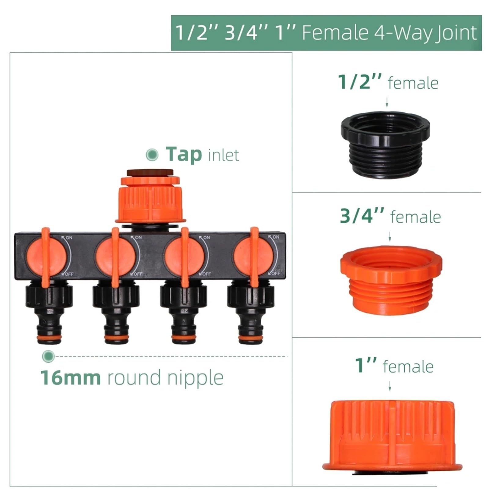 6 conectores rápidos de manguera de agua con válvula de cierre para sistema de riego de jardín | Fácil de conectar y desconectar, diseño a prueba de fugas, plástico ABS duradero, ideal para regar (M)