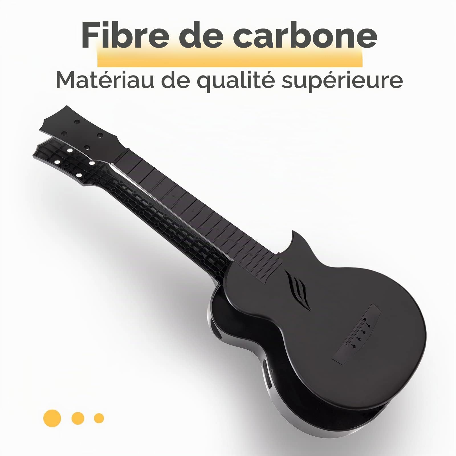 Enya Ukulélé Concert Nova U 23 pouces Fibre de Carbone Ukulele Débutants Petite Hawaïen Guitare Accessoire avec Housse Cordes Capodastre Sangle (noir)