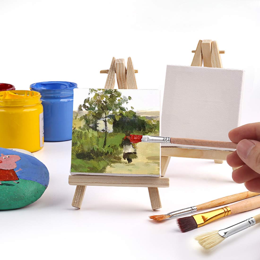 Mini Chevaux De Table Mini Toile RETON Lot De 40 Mini Chevalets Et Toile, 12 Petits Chevalets Avec 12 S, 10 Pinceaux, 3 Palettes De Peinture Et 3 Tabliers De Peinture Pour Mini Chevaux De Table Mini Toile RETON Lot De 40 Mini Chevalets Et Toile, 12 Petits Chevalets Avec 12 S, 10 Pinceaux, 3 Palettes De Peinture Et 3 Tabliers De Peinture Pour