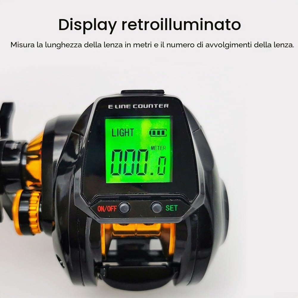 Mulinello da pesca elettrico con display digitale, ricaricabile ricaricabile Baitcast, rapporto di trasmissione 6,3:1