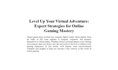 Level Up Your Virtual Adventure: Expert Strategies for Online Gaming Mastery – vue 4