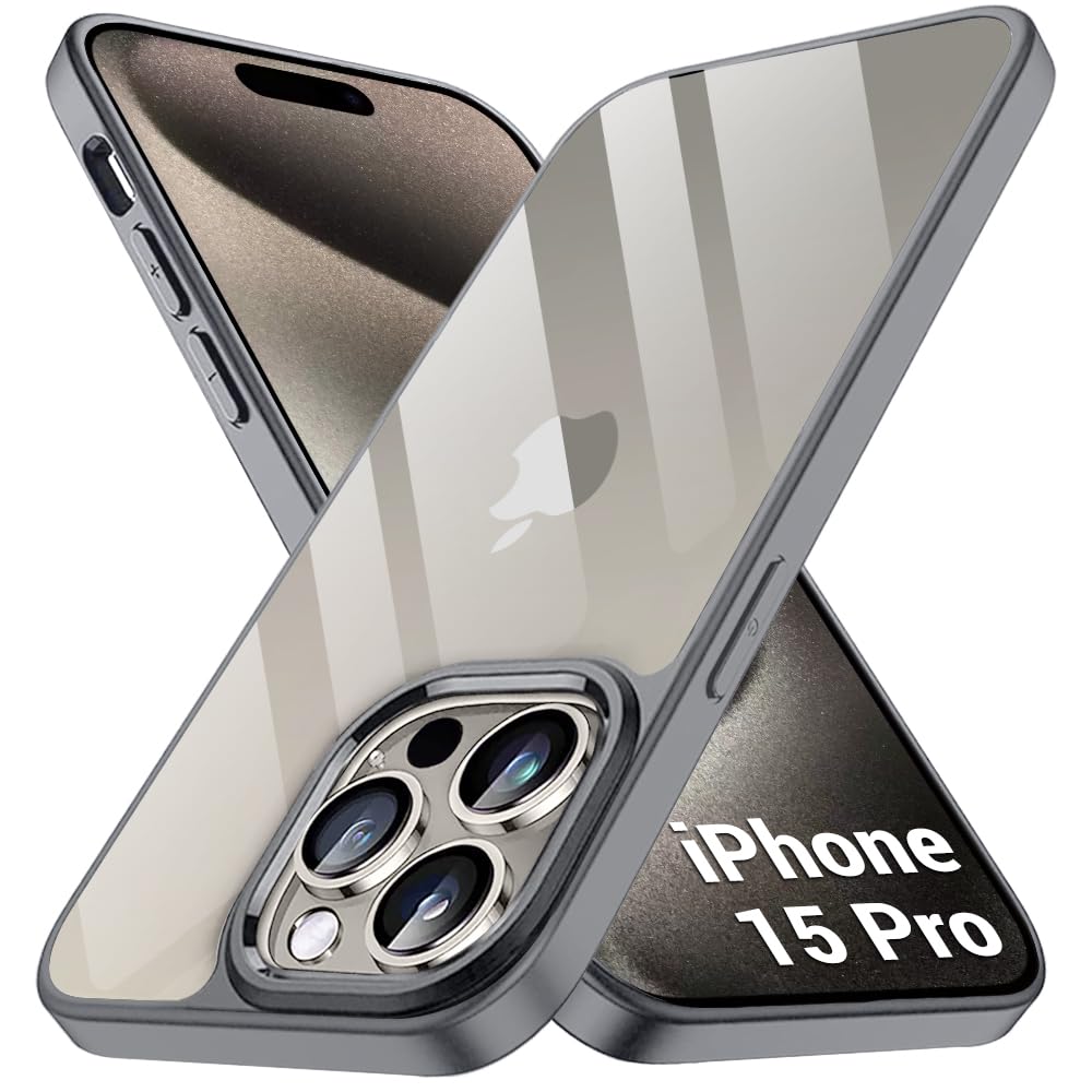 TheGiftKart Ultra-Hybrid Crystal Clear Back Cover Case for iPhone 15 Pro| Slim Fit Shockproof Design | Camera Protection Bump | Transparent Back Cover Case for iPhone 15 Pro (PC & TPU, Grey Bumper) (B0CVQK1V3Z) Amazon Price History, Amazon Price Tracker