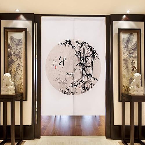 Miniatura 2 de Cortina japonesa Noren para puerta, tapiz de algodón y lino, cortinas opacas para puerta, panel de decoración de pared, bambú chino, 29 x 35 pulgadas