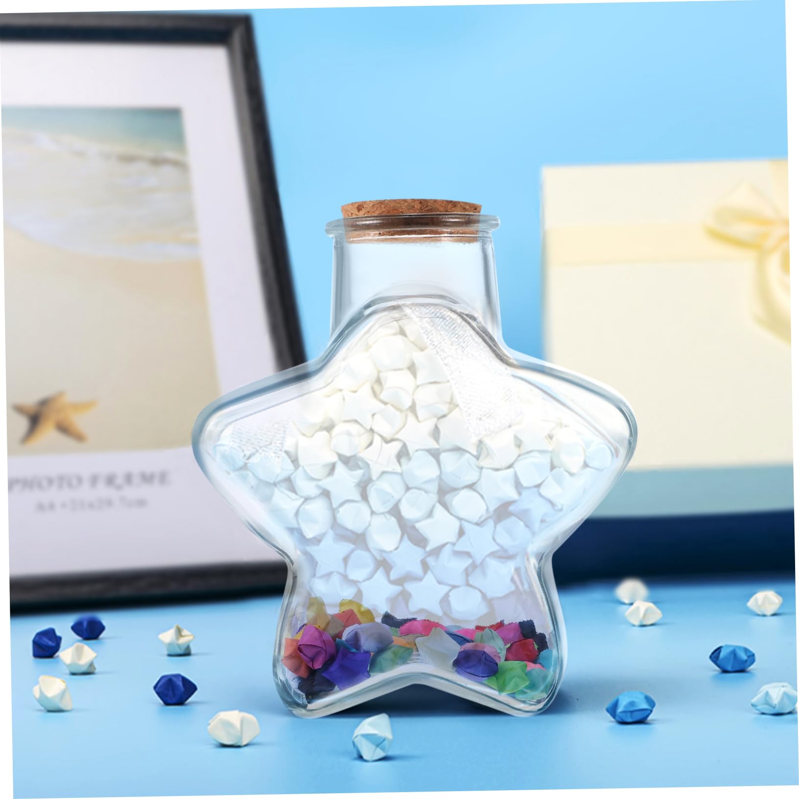 Amosfun 1 Set Glasfläschchen Origami Stern Papier Kit Bunte Papier Sterne Für Handwerk Dekorationen