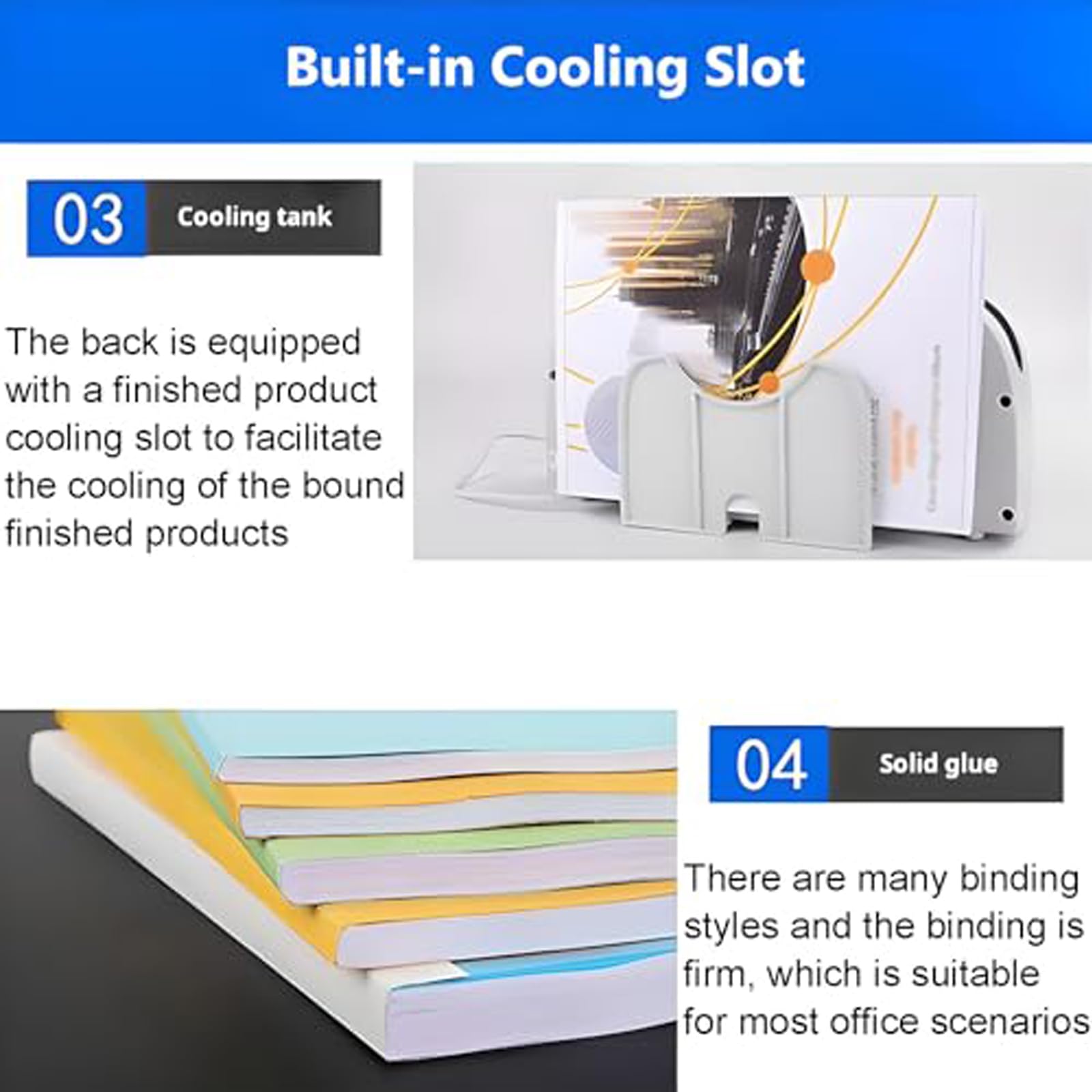 Machine À Relier Thermique, Machine À Relier Électrique Thermofusible avec Une Épaisseur de Reliure de 33 Mm, Plateau de Préchauffage Et de Refroidissement Rapide, Kit de Reliure de Crête de Livre