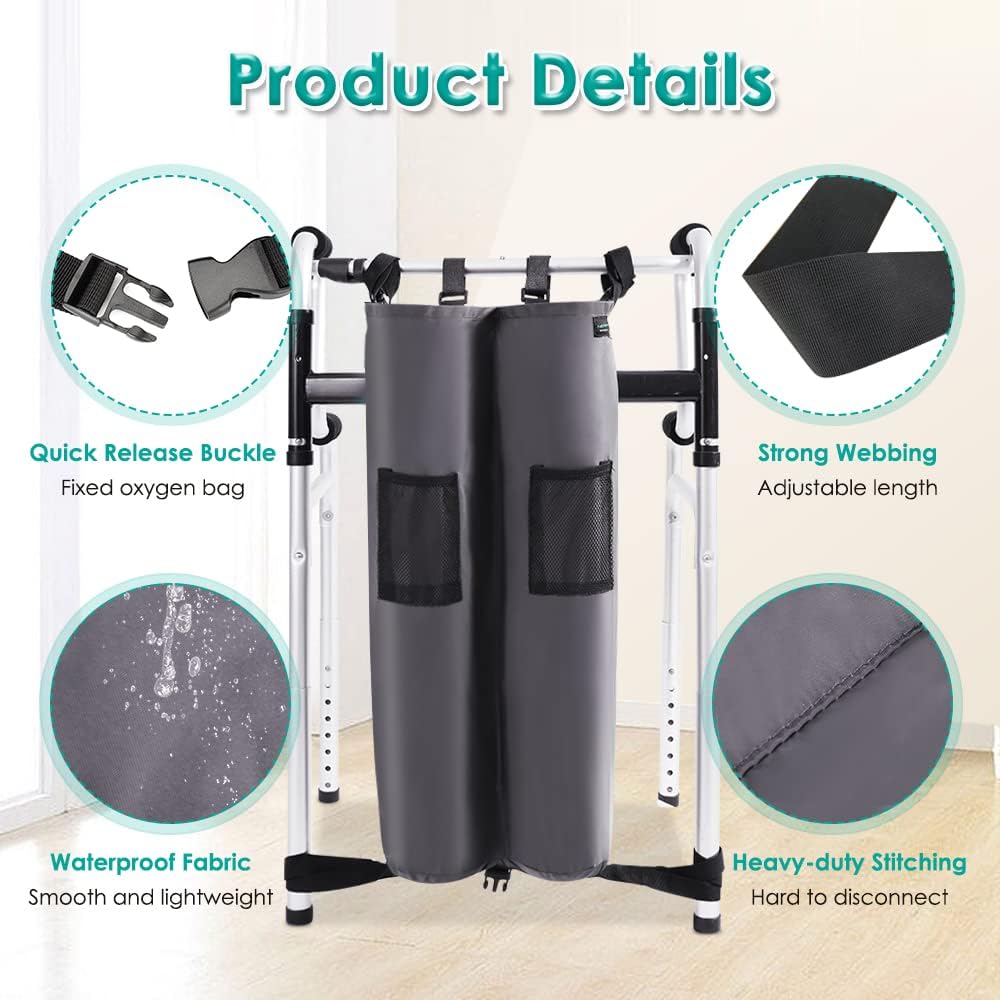 NEPPT Oxygen Tank Holder Portable Oxygen Cylinder Backpack For Wheelchair & Walker Medical Oxygen Tank Accessories Carrying Bag To Hang On Wheelchair Back For Travel Fits Canister Sizes D, C, M9