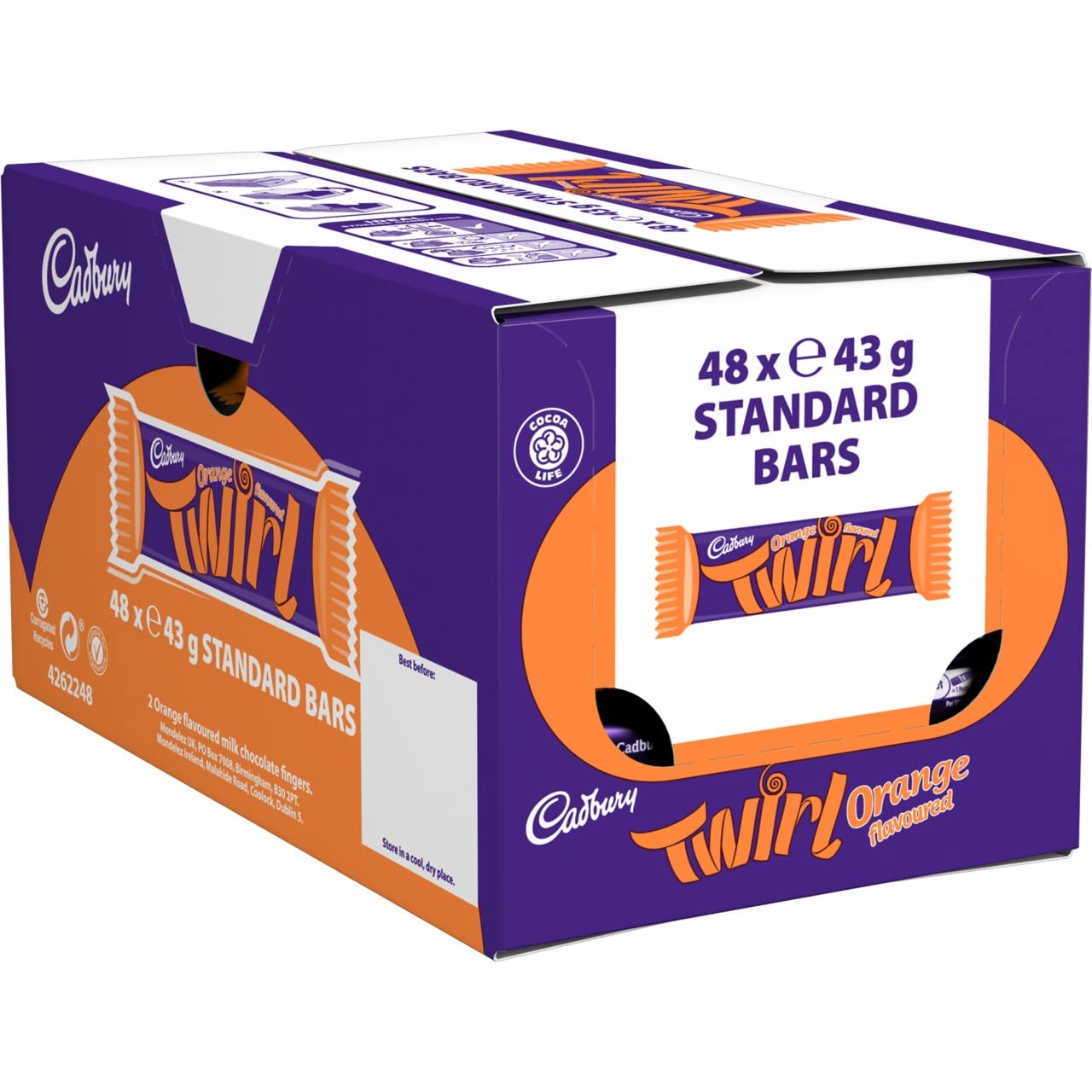 Cadbury Twirl pomarańczowy baton czekoladowy, 43 g (opakowanie 48 szt.)