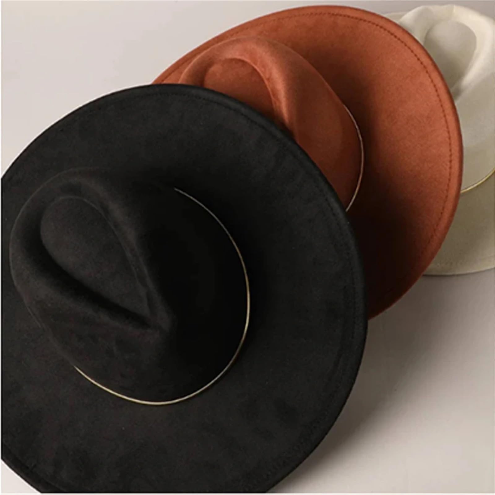Cappello da donna in pelle scamosciata colorata, a tesa larga, da 9,5 cm, da uomo, da jazz, da cowboy