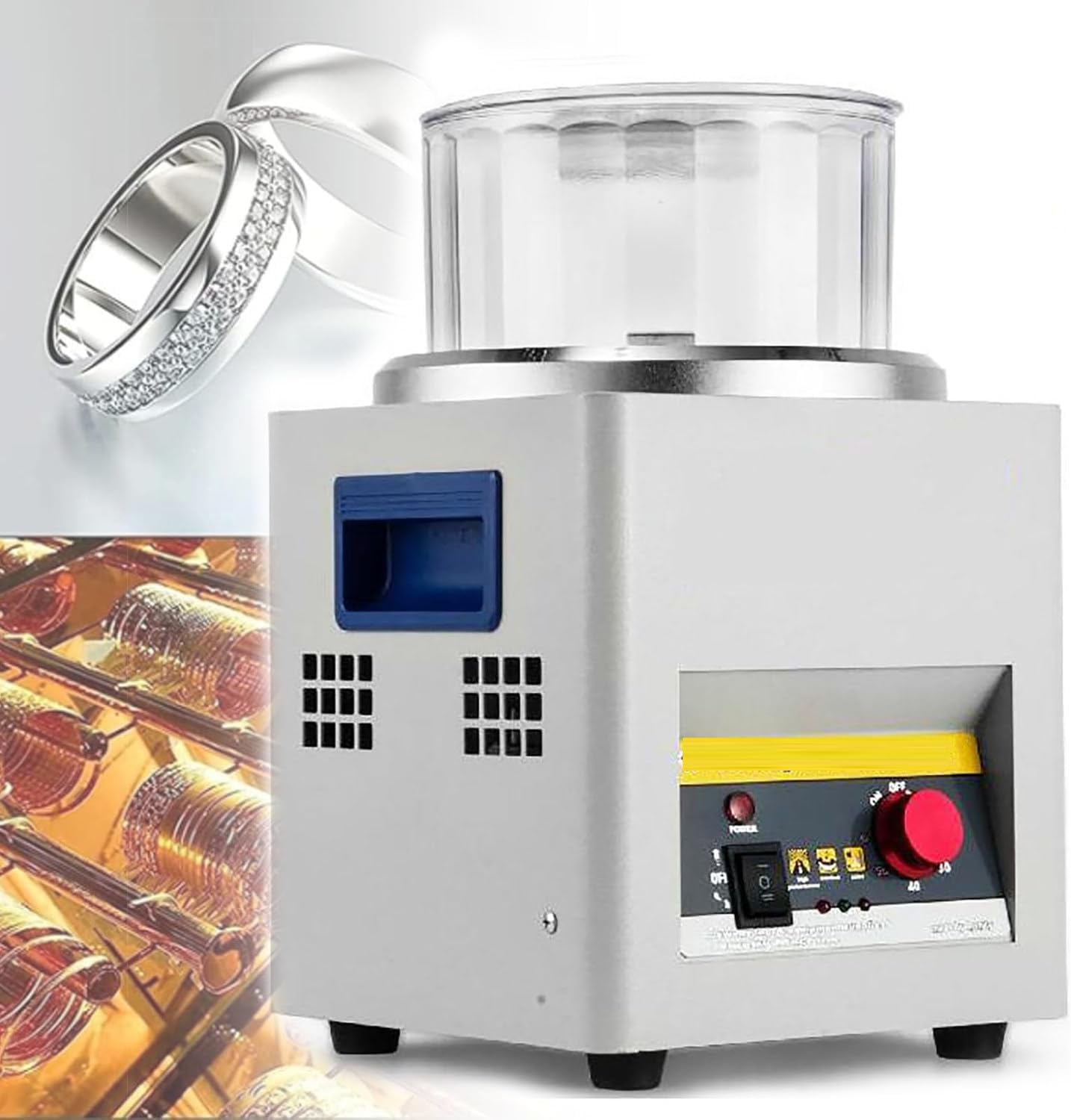 Magnetic Engraving Finishing Machine with Polishing Barrel for Jewelry Making, Grinding and Buffing of Precious Metals
