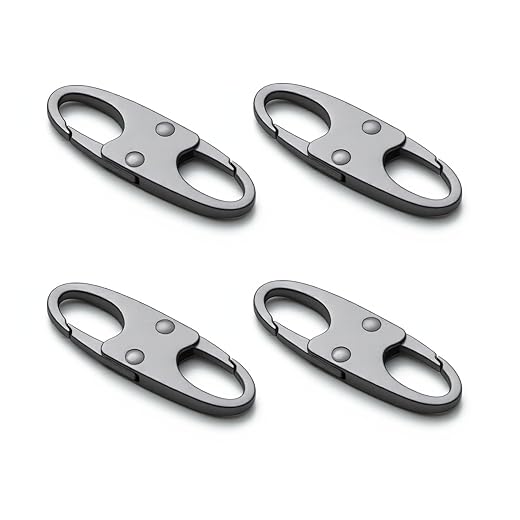 zelin Anti Theft Zipper Clips Double Opening Small Carabiner Clips, 4Pcs Elegant Zinc Alloy Zipper Pull Replacement for Travel, Commuting and Camping (Space Grey)