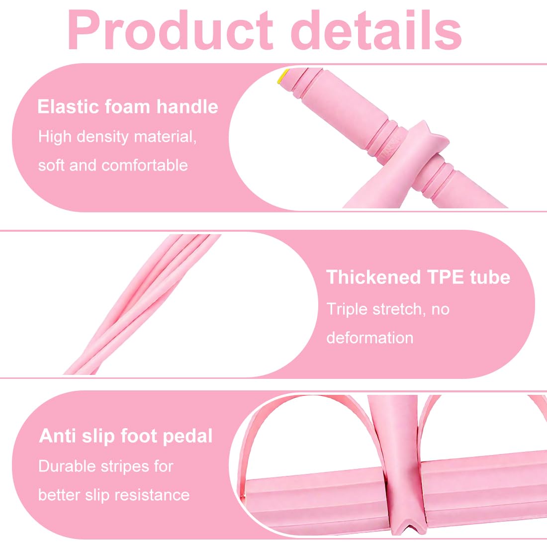 XPEX 1 PCS Attrezzo per addominali tutto in uno, elastici per allenamento, attrezzatura per sit-up, corda elastica a 6 tubi, attrezzo multifunzione per esercizi per le gambe (rosa)