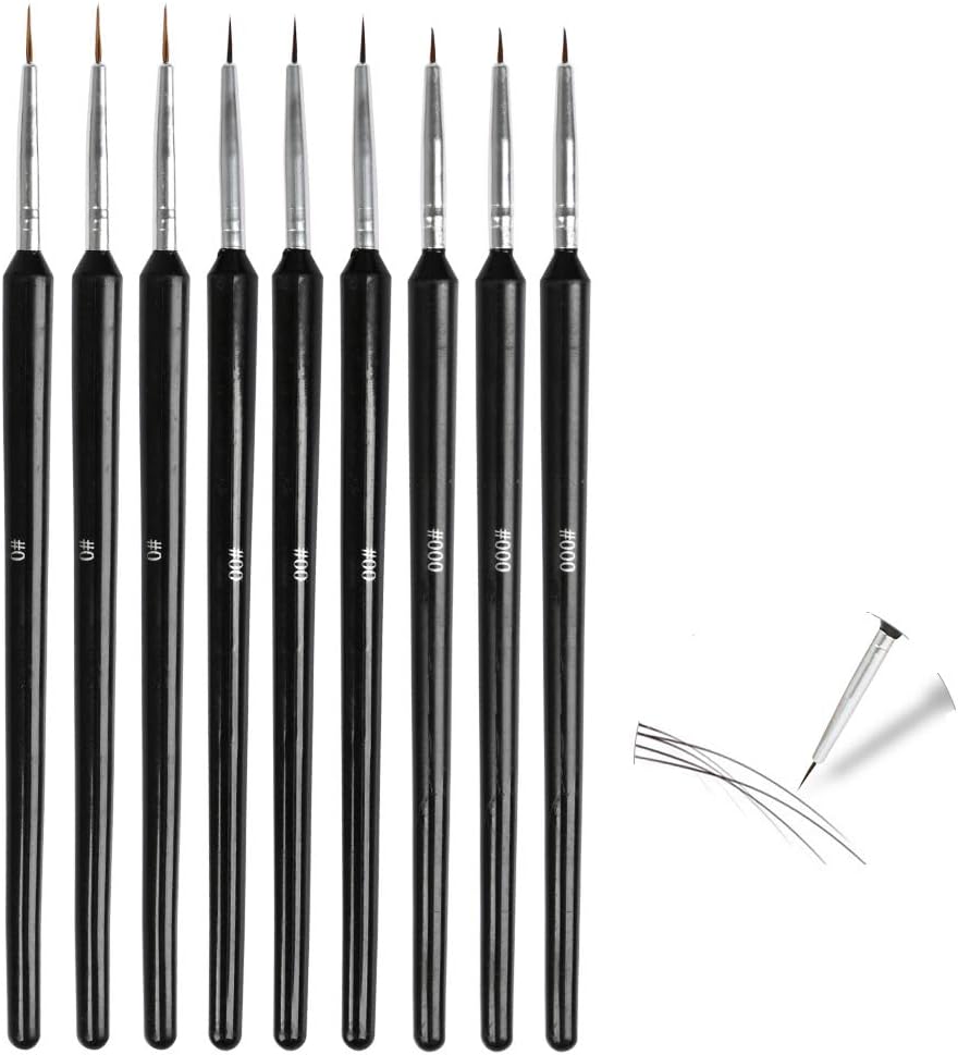 WOWOSS 9Pcs Extra Fine Detail Paint Brush Set Professional Miniature Brush for Art Painting, Nail - Fine Pint Brush for Artists, Acrylic, Models, Make-up