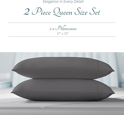 Miniatura 3 de Carressa Linen Juego de 2 fundas de almohada 100% algodón egipcio tamaño estándarQueen de 1000 hilos, fundas de almohada transpirables y