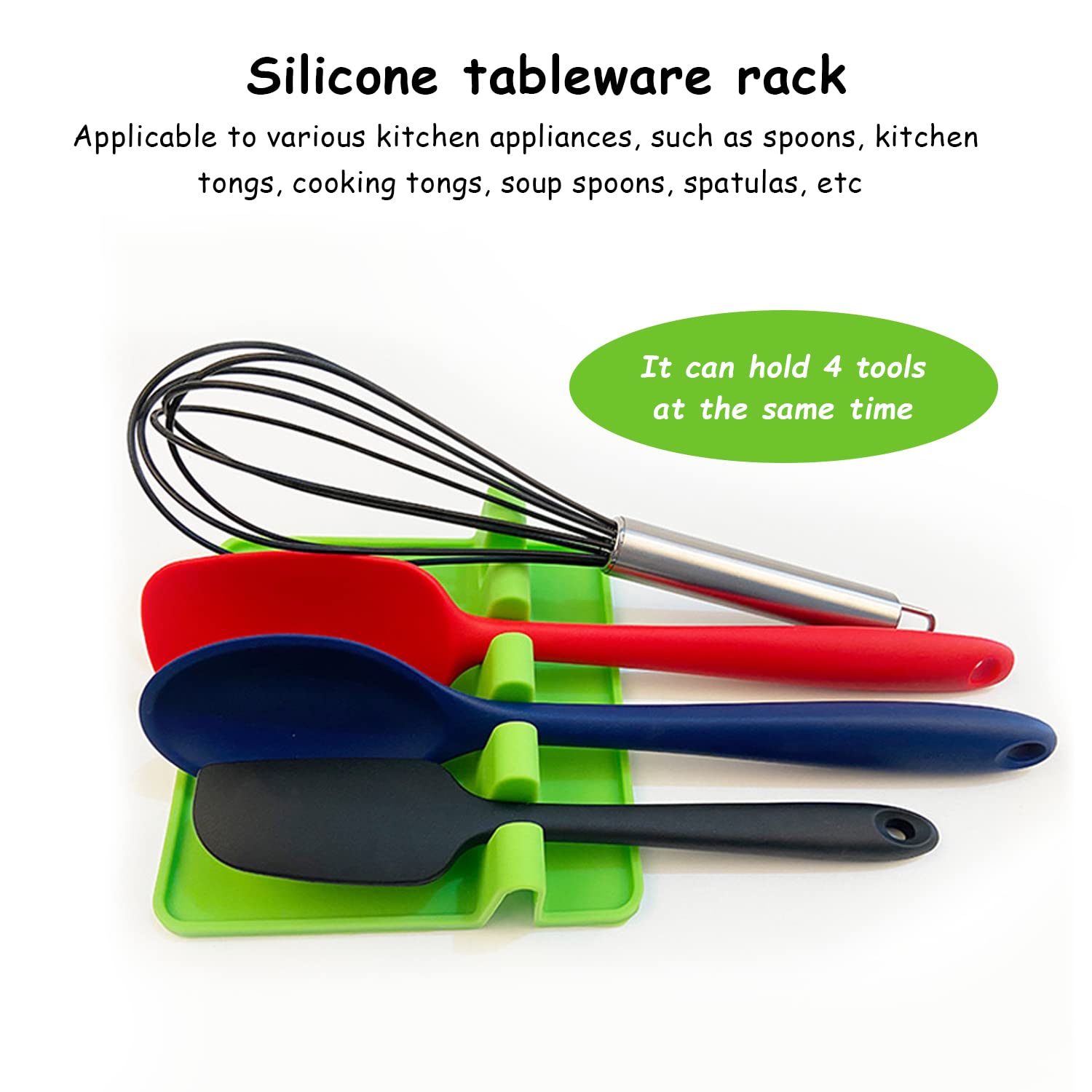 Bandeja de utensilios de cocina de 2 piezas, bandeja de silicona para cucharas multifunción, antideslizante y resistente al calor, para colocar cucharas, tapas, espátulas, palillos