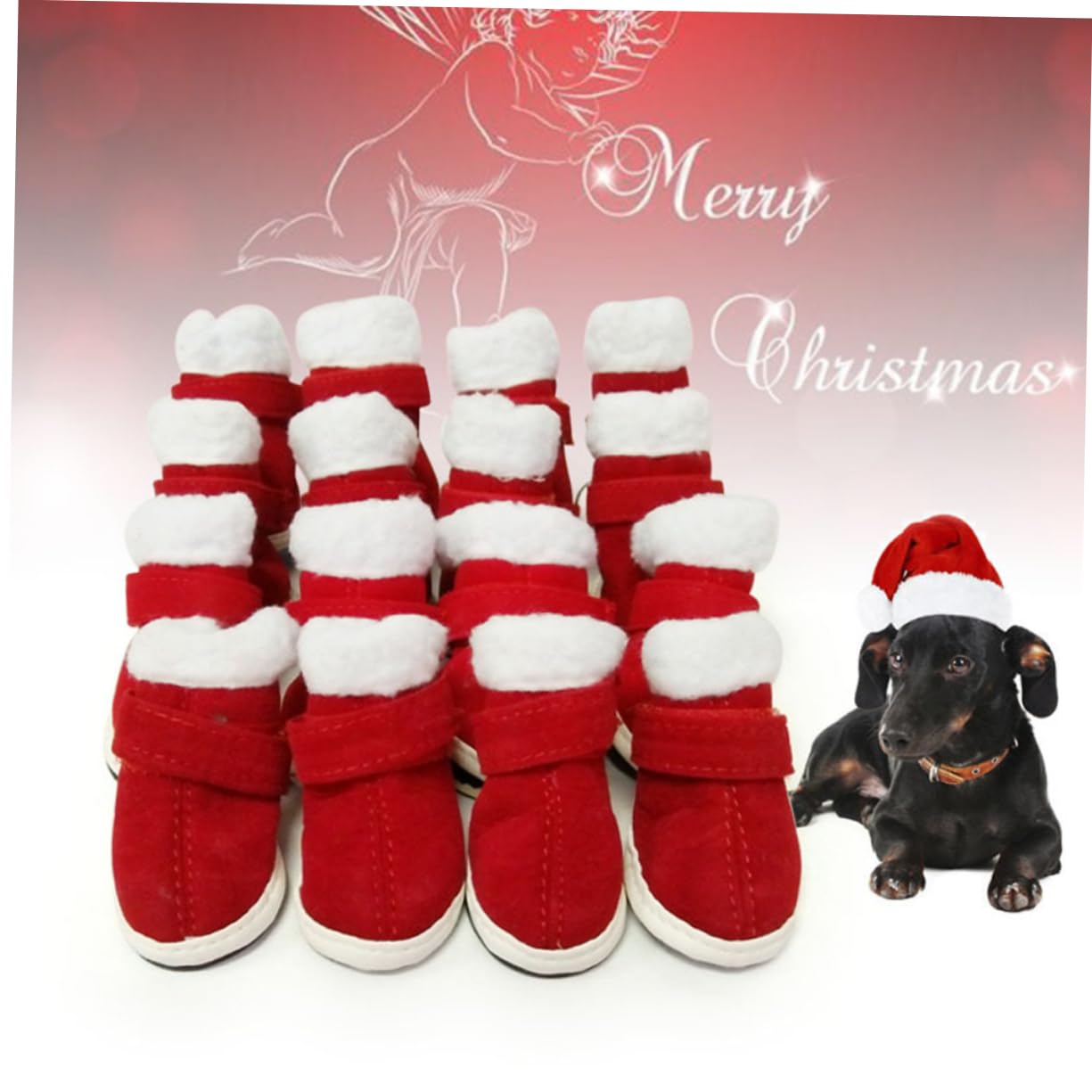 Mipcase 12 Pz Stivaletti Antivento Scarpe Natalizie per Cani Stivaletti Invernali Stivali Scarpe Antiscivolo Scarpe Invernali A Prova di Prodotti per Animali Scarpa Cane Domestico