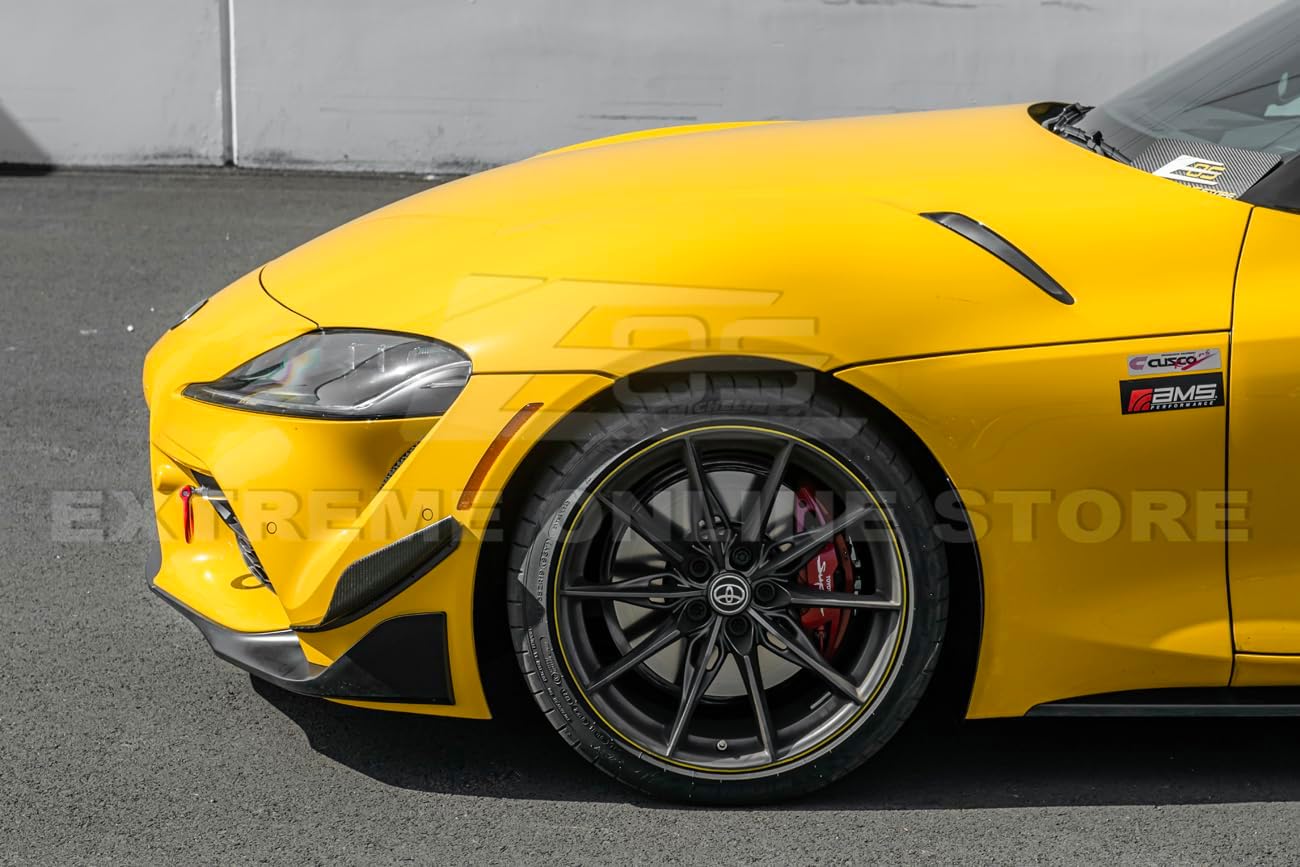 Replacement for 2020-Present Toyota A90 A91 GR Supra EOS Performance Style Carbon Fiber Front Bumper Side Canard Splitter Pair