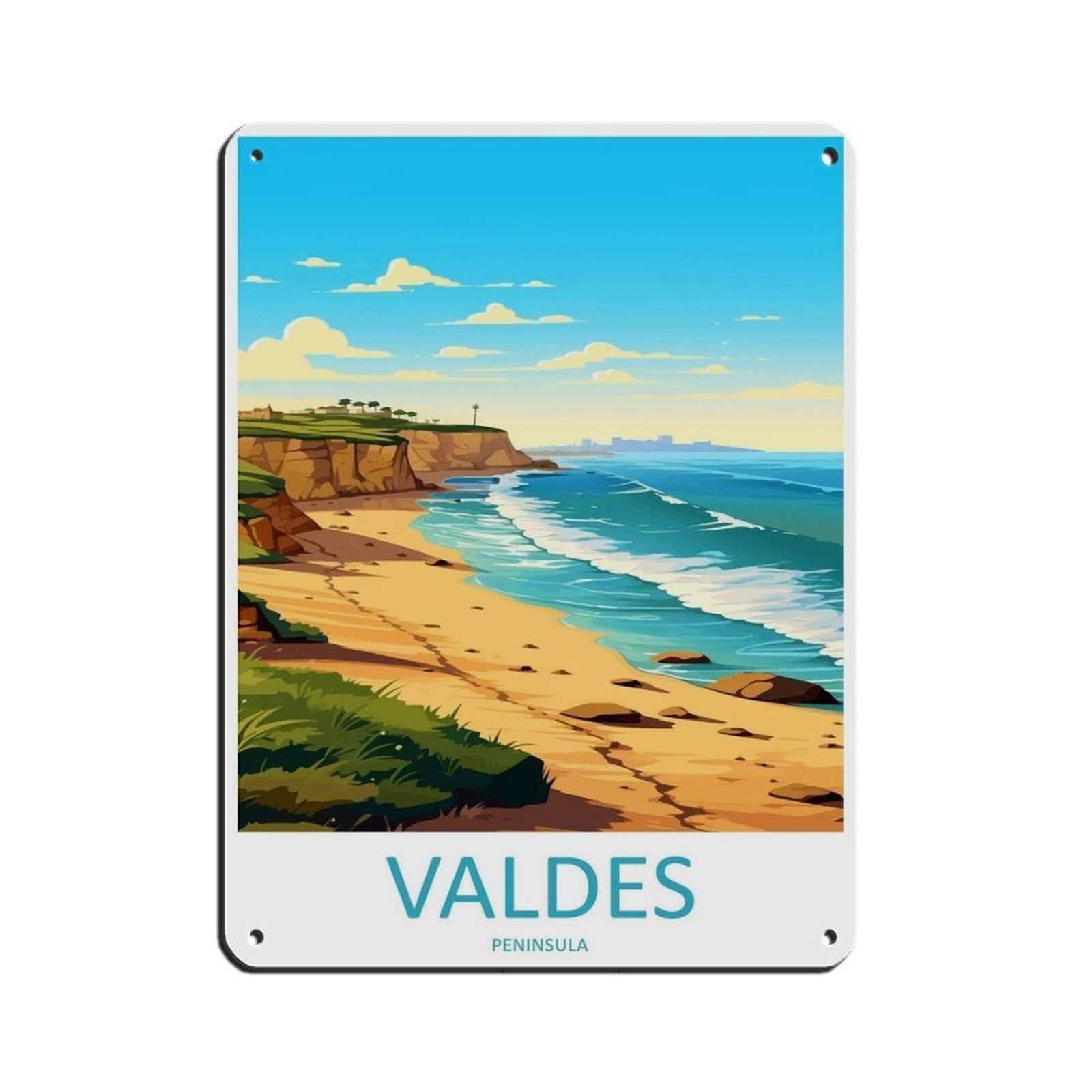 Valdes Peninsula Travel Art Argentina (2) Tin Sign Vintage Metal Pub Club Cafe Bar Home Wall Art Decoration Poster Retro 12x16inch(30x40cm)