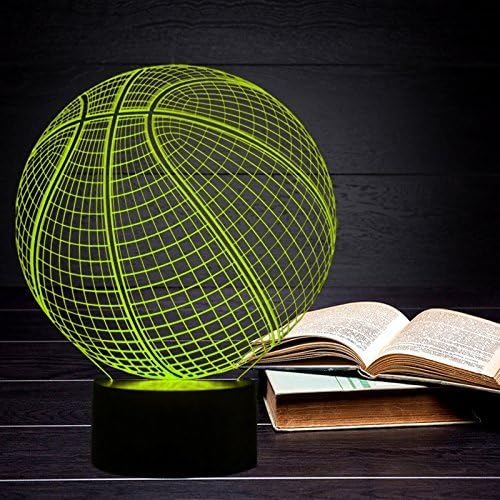 Miniatura 3 de Wiscky Luz de noche con ilusión 3D de baloncesto, luces LED nocturnas para regalo de cumpleaños de niños, 7 colores cambiantes, interruptor táctil,