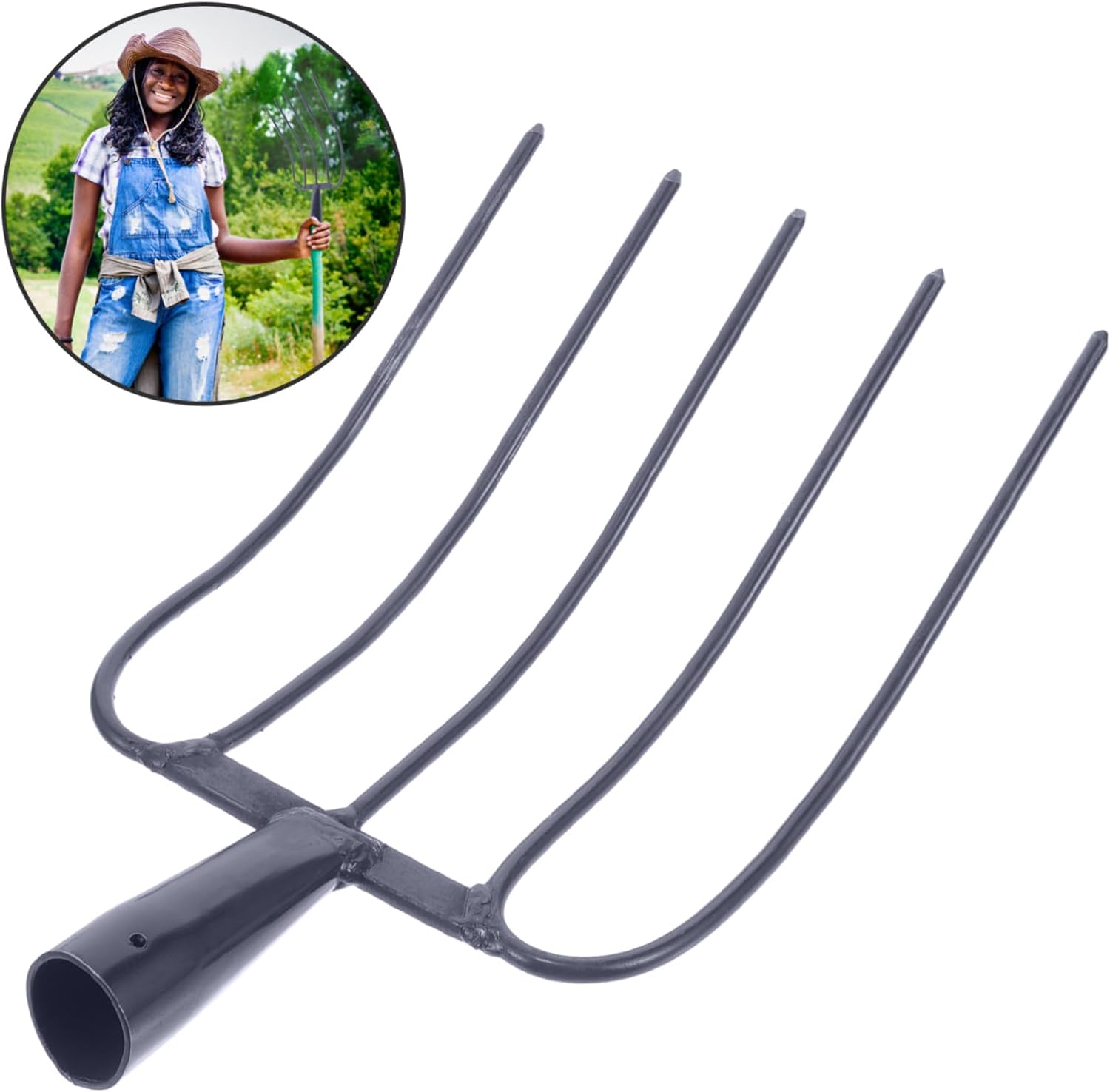 Happyyami Multi-Functional Manure Fork Outdoor Agricultural Tool for Efficient Lawn Maintenance and Rural Areas
