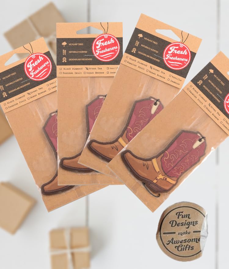 Image of Fresh Fresheners Outdoor Adventure Car Air Freshener 4 Pack Scented With Premium Oils (Cowboy Boot)