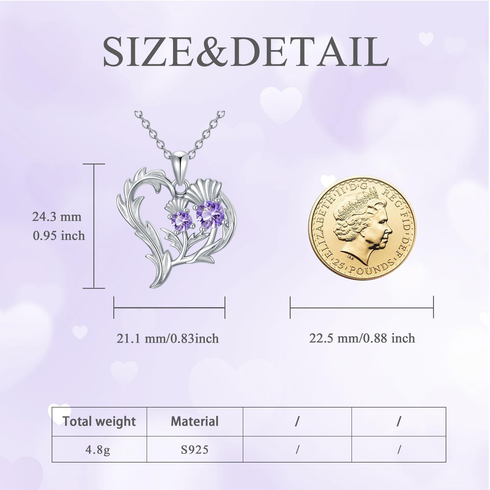 VONALA Schottische Distel Halskette 925 Sterling Silber Schottland Blume Anhänger Liebe Schmuck Geschenk für Frauen